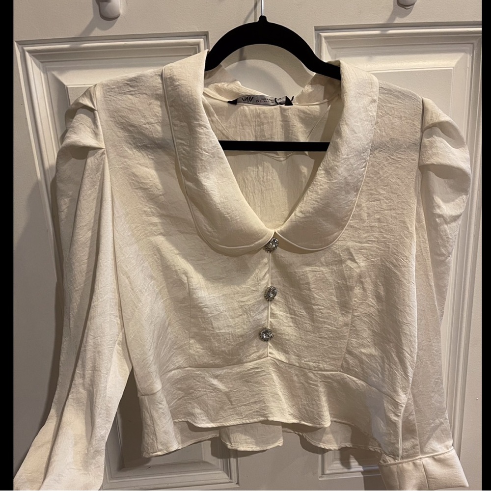 Zara white blouse with large buttons